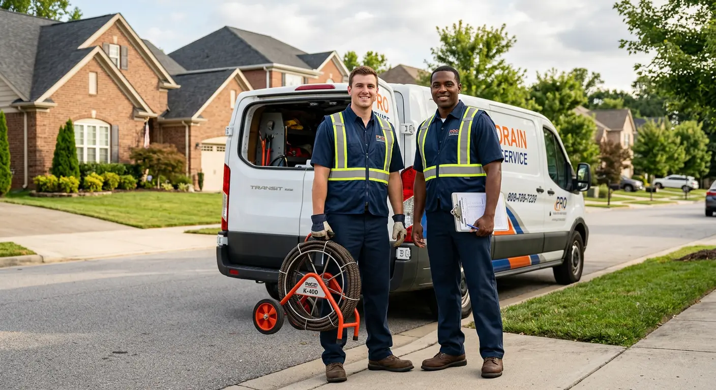 Sewer and drain service team with equipment ready for work in Maryland Heights