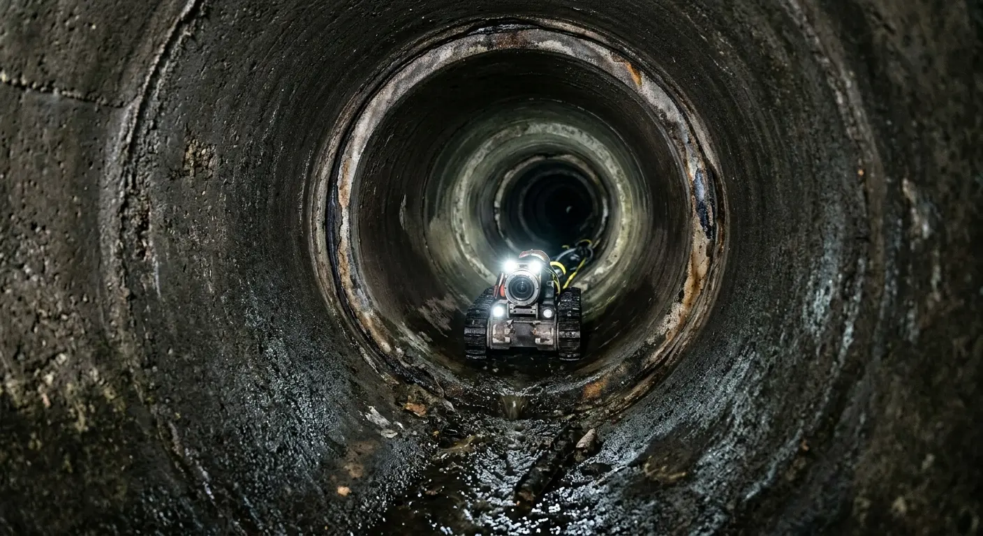 Robotic sewer camera inspecting pipe interior for Drain Snake Service in Maryland Heights